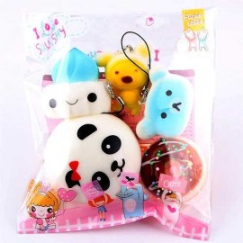 05 Unidades Squishy Anti Stress De Apertar - 01 Panda 7cm +