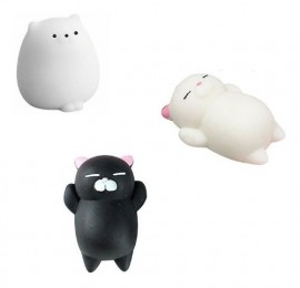 03 Unidades Squishy - Gatinho Preto Orelha Rosa Sentado