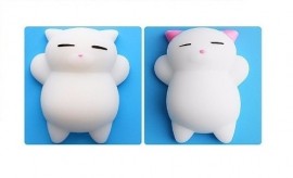 02 Unidades Squishy Gatinho Branco + Gatinho Orelha Rosa